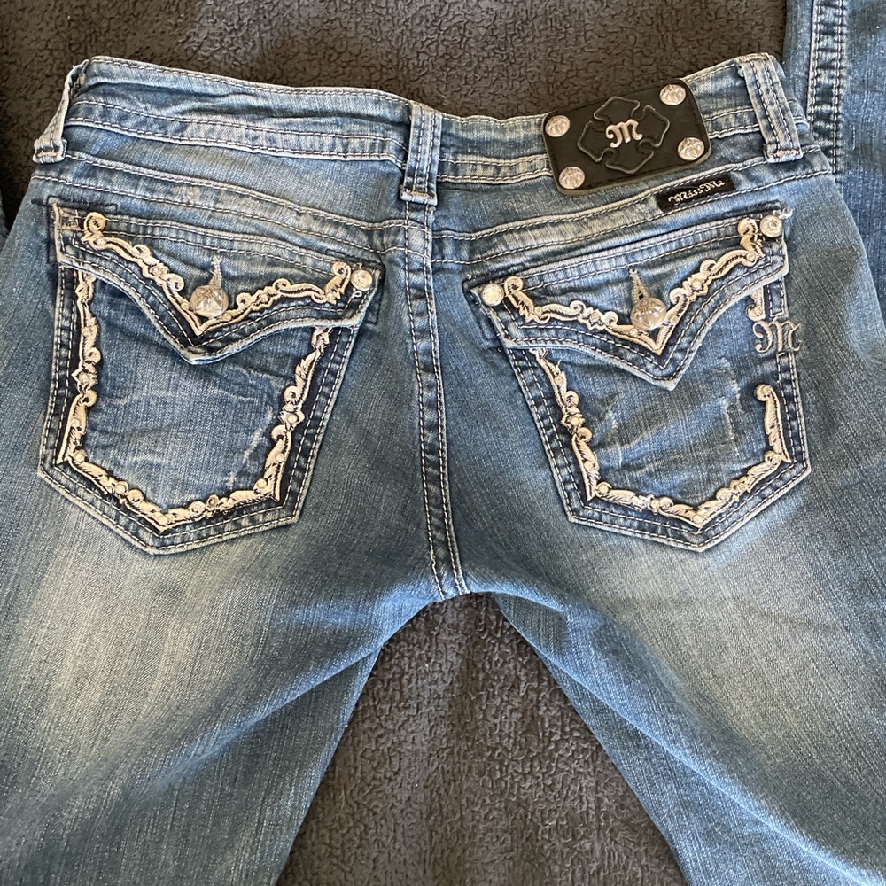 Miss Me Women's Distressed Light Blue Boot Cut Jeans